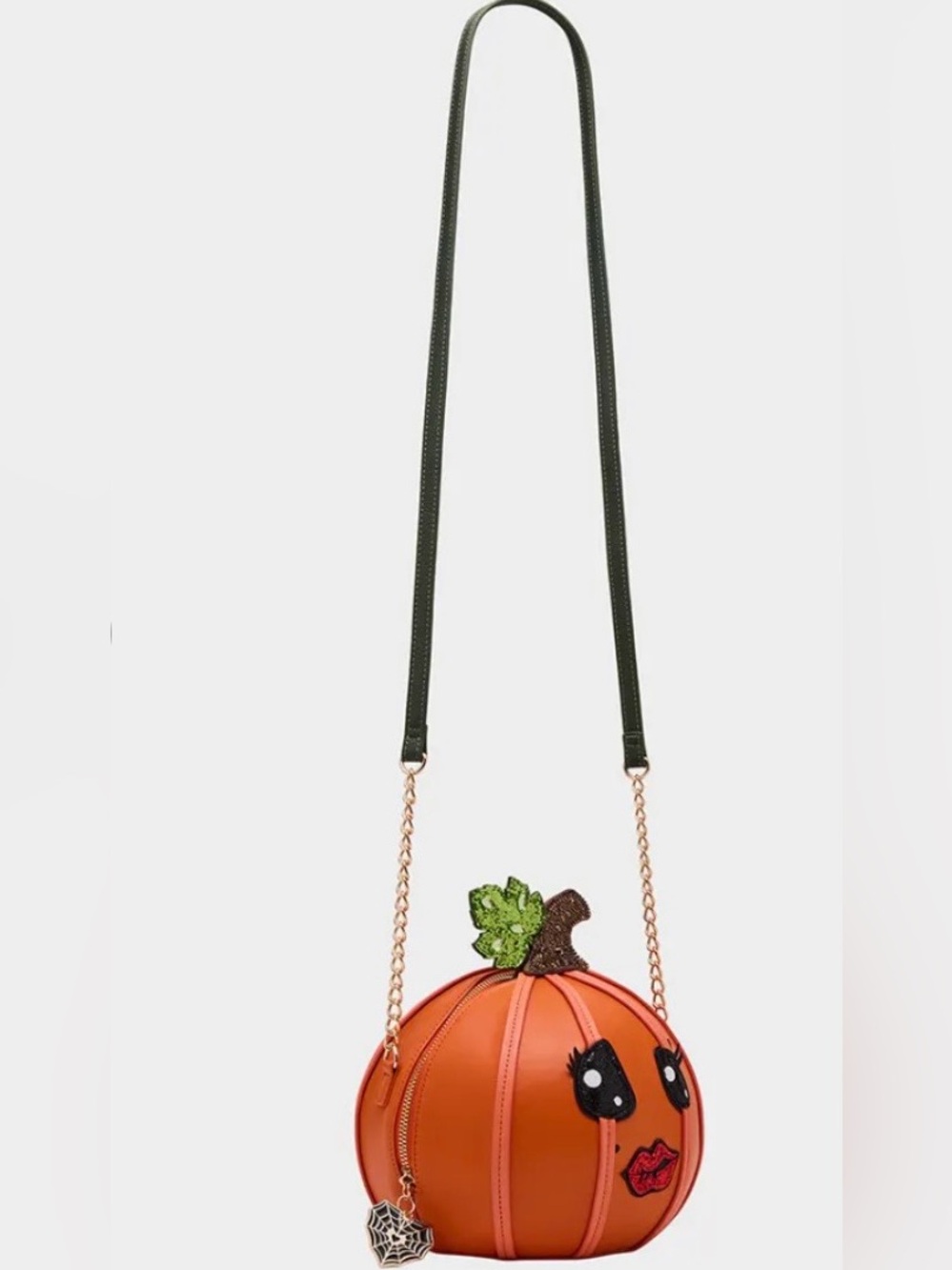 NEW Betsey Johnson Kitsch NO GUTS NO GLORY Pumpkin Crossbody In Orange - Picture 15 of 16